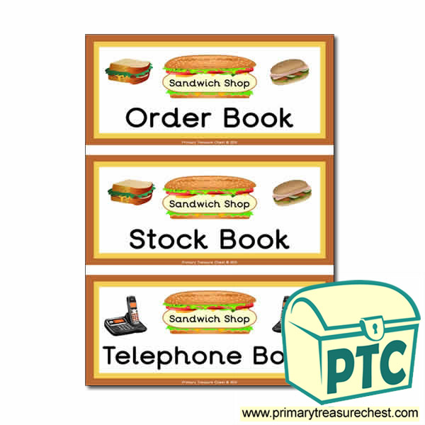 Sandwich Shop Role Play Book Covers / labels