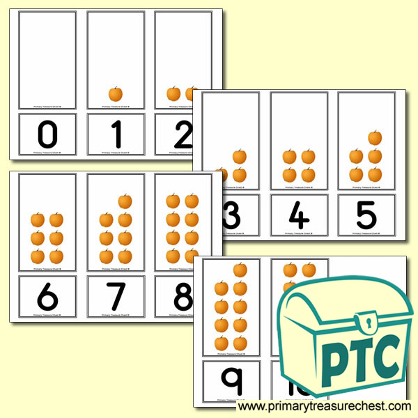 Pumpkin Number Shapes Matching Cards 0 to 10