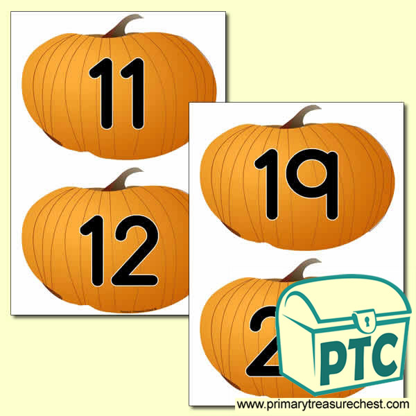 Pumpkin Themed Number Line 11 to 20