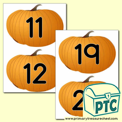 Pumpkin Themed Number Line 11 to 20