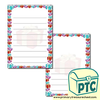 Christmas Presents Page Border / Writing Frame (wide lines)