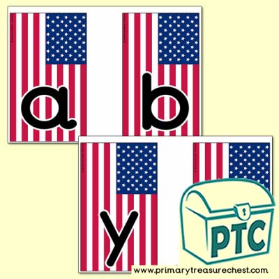 American Flag Themed Alphabet Cards (lower case)