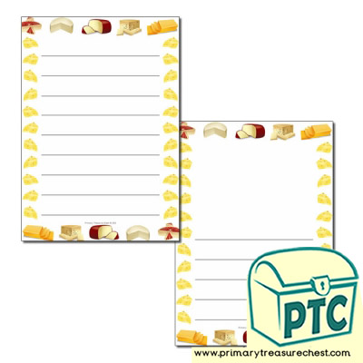 Cheese Themed Page Borders/Writing Frames (wide lines)
