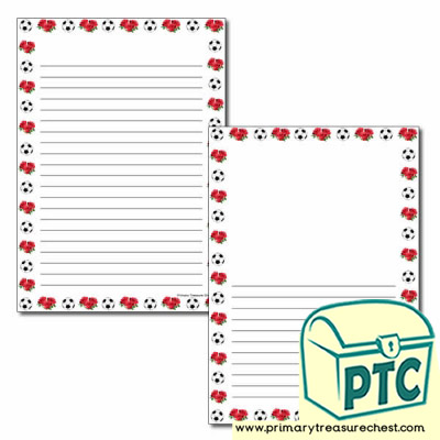 Flowers & Football Page Border/Writing Frame (wide lines)