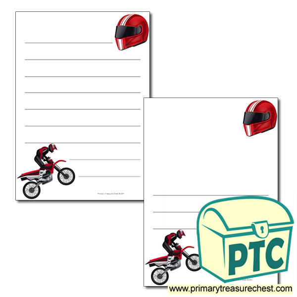'Motorbike' themed Page Borders/Writing Frames (wide lines)