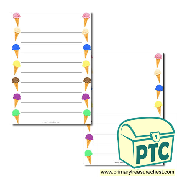 Ice Cream Page Border/Writing Frame (wide lines)