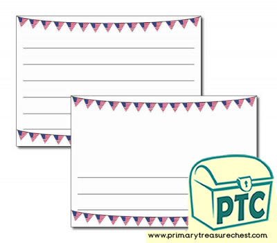 American Flag Bunting Landscape Page Border/Writing Frame (wide lines)