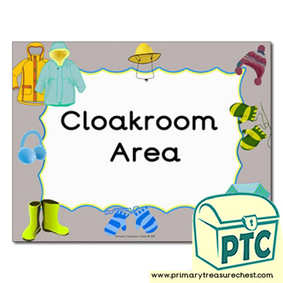 Cloakroom area Classroom sign