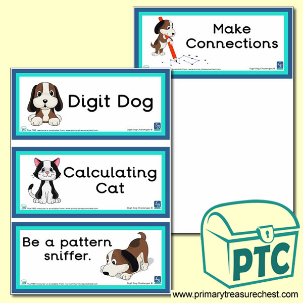Digit Dog & Calculating Cat Themed Flashcards