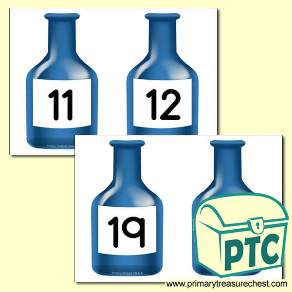 Blue Bottle Themed Number Line 11-20