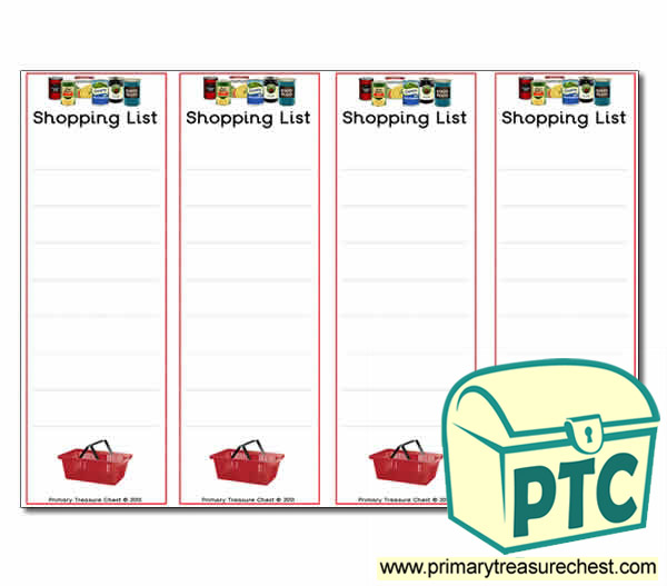 Role Play Campsite Shop Shopping Lists