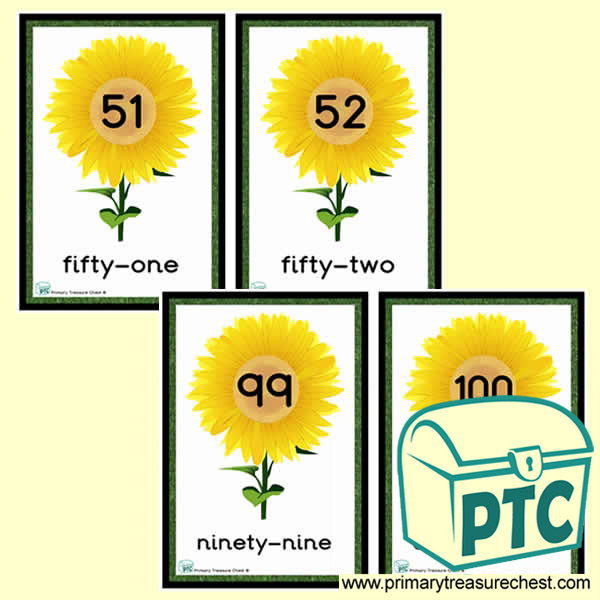 Sunflower Number Line 51 to 100