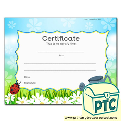 Garden Themed Certificate