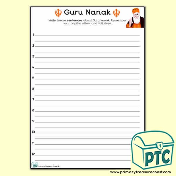 Guru Nanak Themed Sentence Worksheet