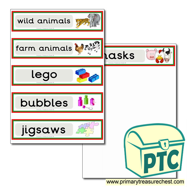 Double mounted effect draw labels with toy images