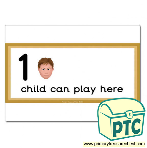 Sand Area Sign - Images of Faces - 1 child can play here - Classroom Organisation Poster