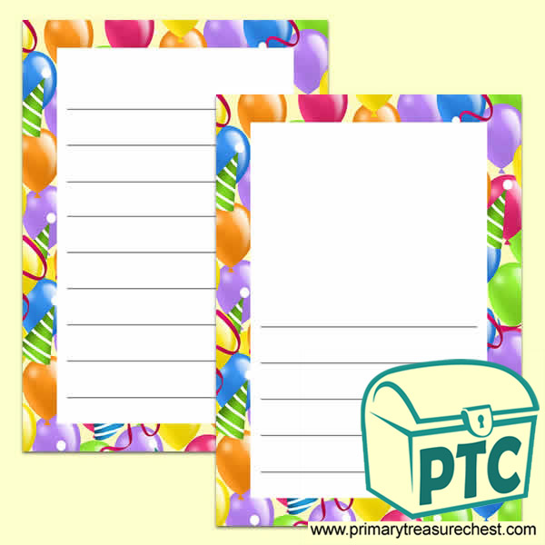 Balloon Themed Writing Frames (Wide Lines) 