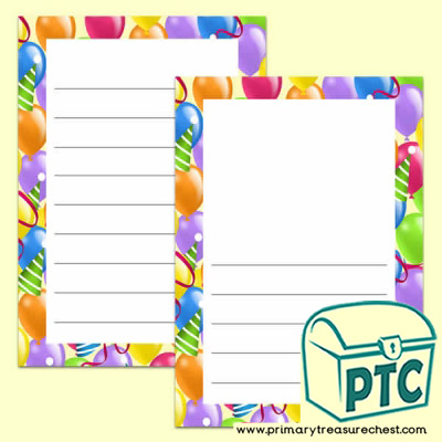Balloon Themed Writing Frames (Wide Lines) 