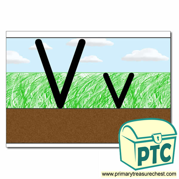 Letter 'Vv' Ground-Grass-Sky Letter Formation Sheet