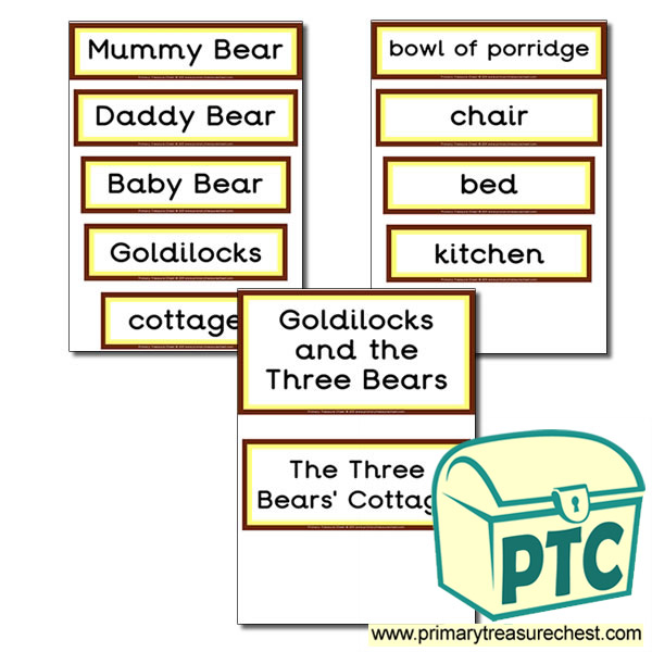 Display Words-Goldilocks and The Three Bears