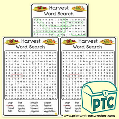 Harvest A5 Word Search Worksheet