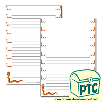 Worm Themed Page Border/Writing Frame (narrow lines)