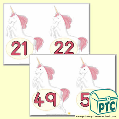 Unicorn Number Line 21-50 (no border) - Serenity the Sweet Dreams Resources