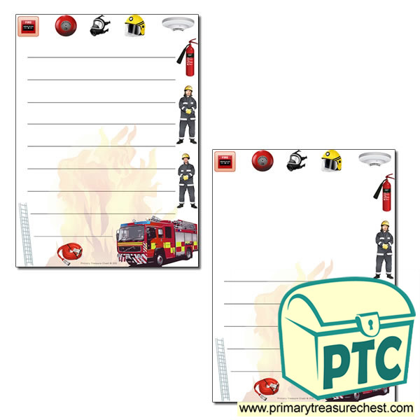 Fire Station Themed Page Border/Writing Frame (wide lines)