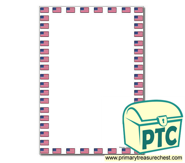 American Flag Page Border/Writing Frame (no lines)