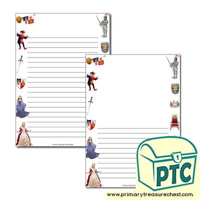 Medieval Castle Themed Page Border/Writing Frame (narrow lines)