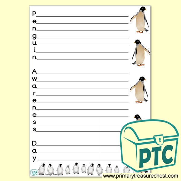 Penguin Awareness Day Acrostic Poem Worksheet