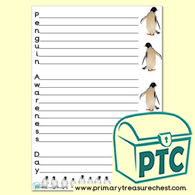 Penguin Awareness Day Acrostic Poem Worksheet