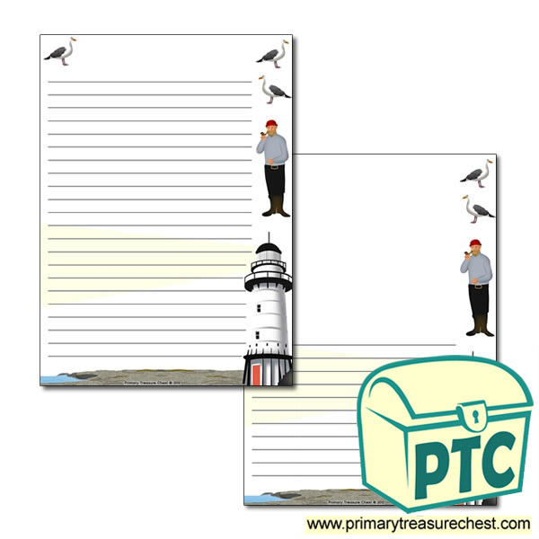 Lighthouse Themed Page Border/Writing Frame (narrow lines)