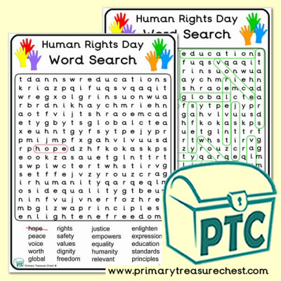 Human Rights Day Word Search A4 Worksheet