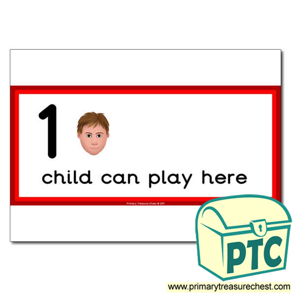 Games Area Sign - Images of Faces - 1 child can play here - Classroom Organisation Poster
