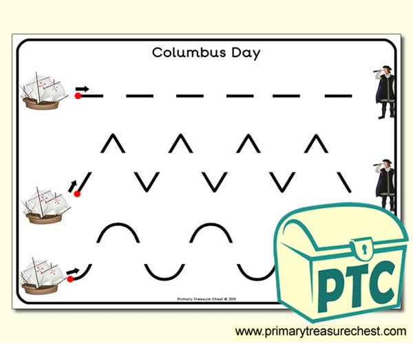 Columbus Themed Pre-Writing Activity Sheet
