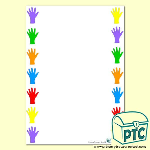 Coloured Hands Page Border/Writing Frame (no lines)