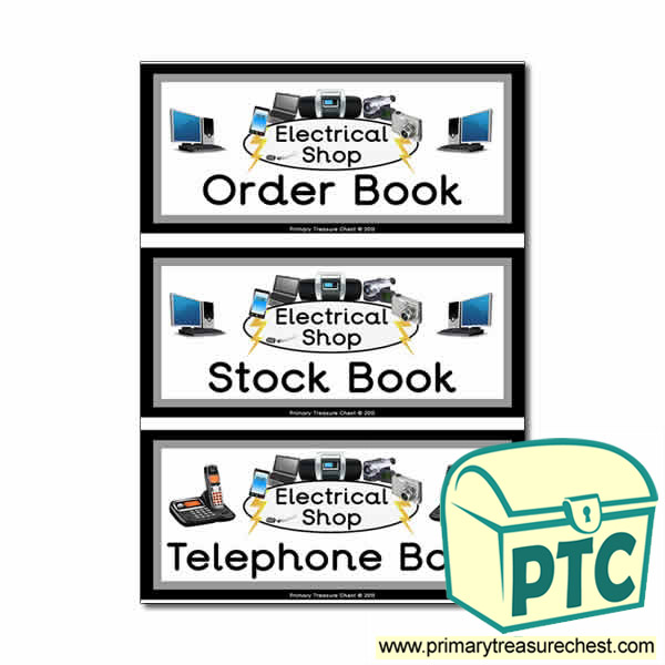 Electrical Shop Role Play Book Covers / Labels