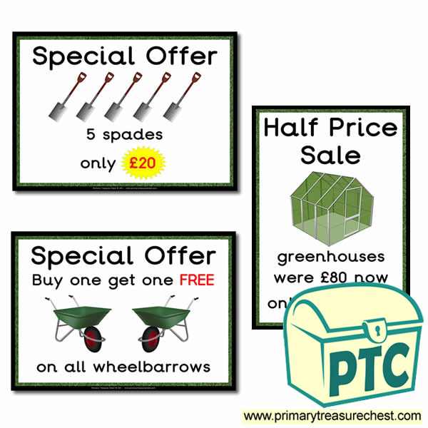Role Play Garden Centre Equipment Special Offers Posters (21p-£99)