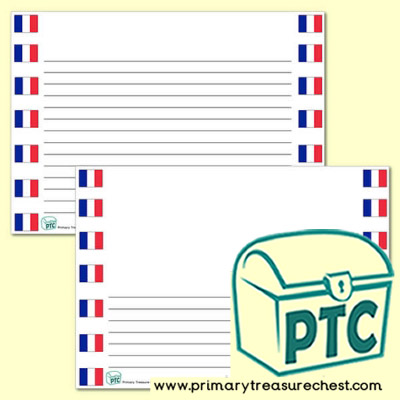 French Flag Landscape Page Border/Writing Frame (narrow  lines)