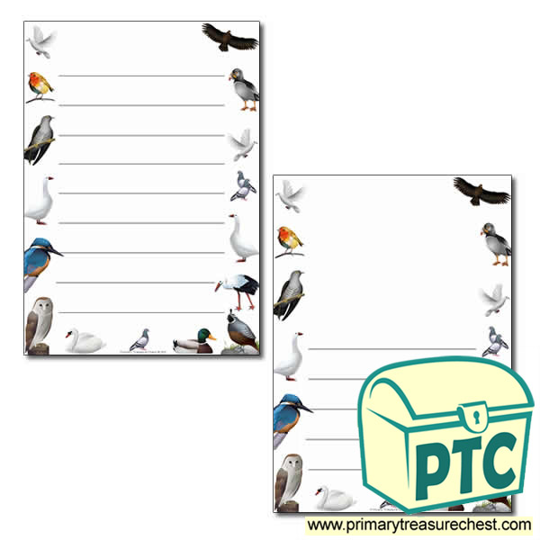 Birds Found in Britain Themed Page Border/Writing Frame (wide lines)