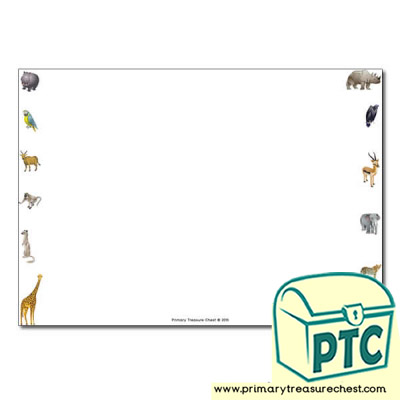 African Animals Themed Landscape Page Border/Writing Frame (no lines)