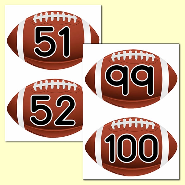 American Football Number Line - Superbowl Printables