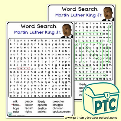 Martin Luther King Jr.  Themed Word Search