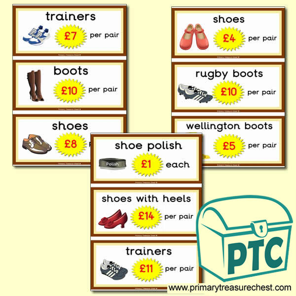 Role Play Shoe Shop Prices (21p - £99)