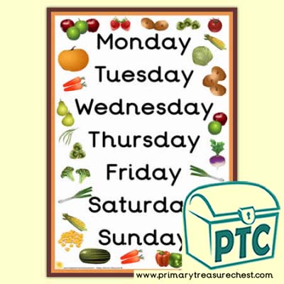 Fruit & Vegetable Days of The Week A3 Poster