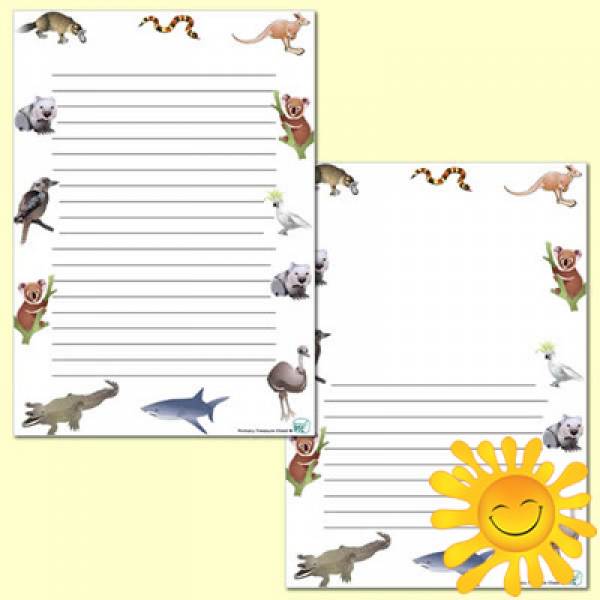 Australian Animals Page Border/Writing Frame (narrow lines) - Primary  Treasure Chest