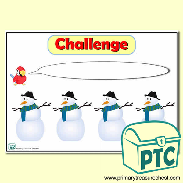 Snowman Number Line Challenge Poster