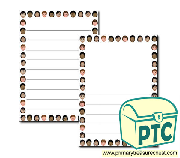 Children's Faces Page Border/Writing Frame (wide lines)
