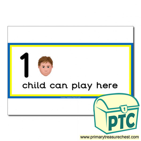 Scottish Area Sign - Images of Faces - 1 child can play here - Classroom Organisation Poster